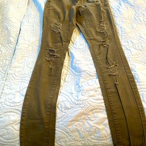 Silver Crush green distressed jeggings size 0
